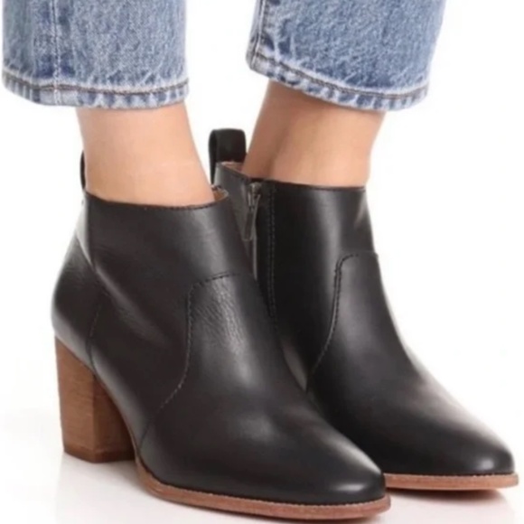Madewell Brenner Black Leather Ankle Boots/Booties, size 9.5 - Picture 1 of 8